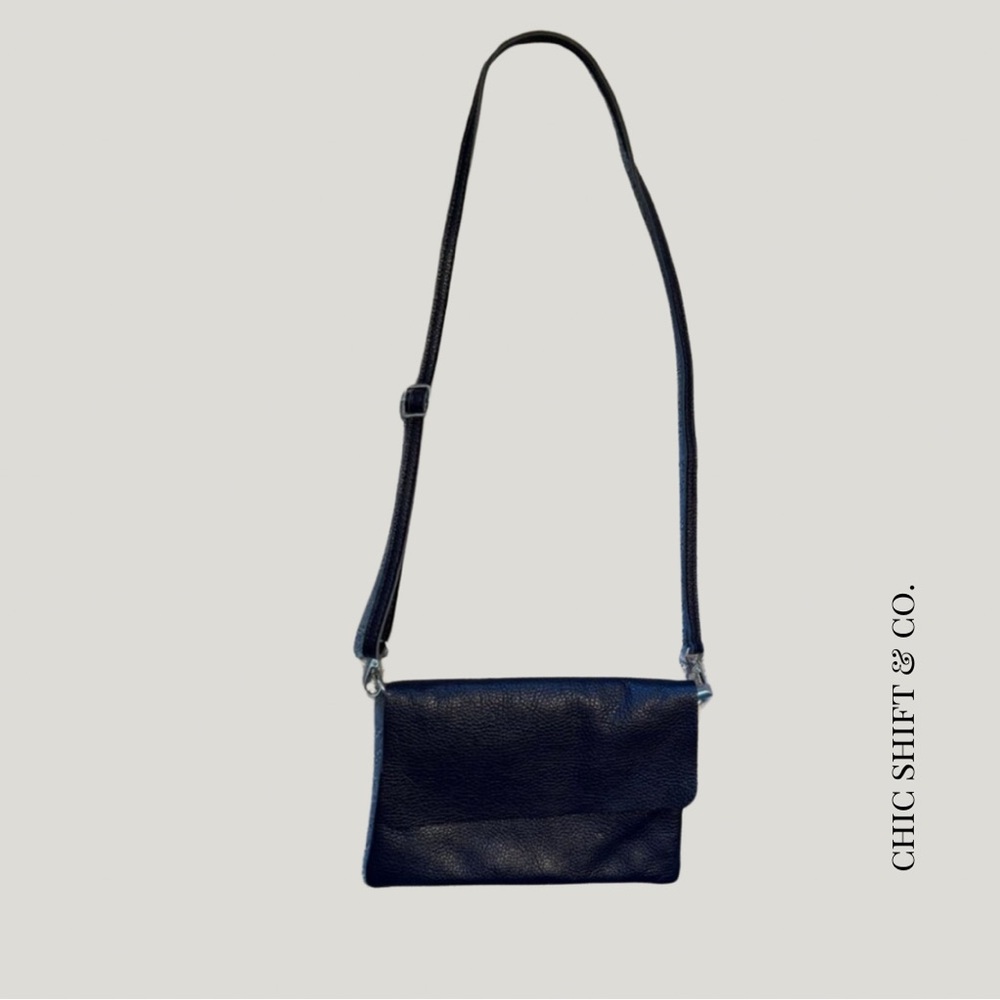 Genuine Leather Crossbody | Made in Italy | Navy